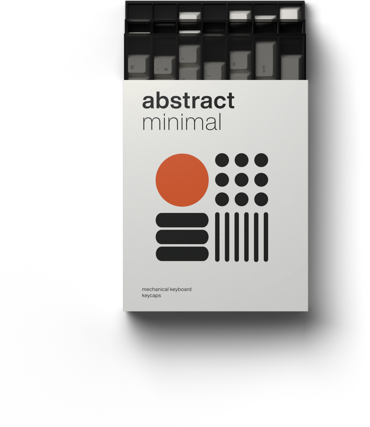 Abstract Minimal keycap set packaging