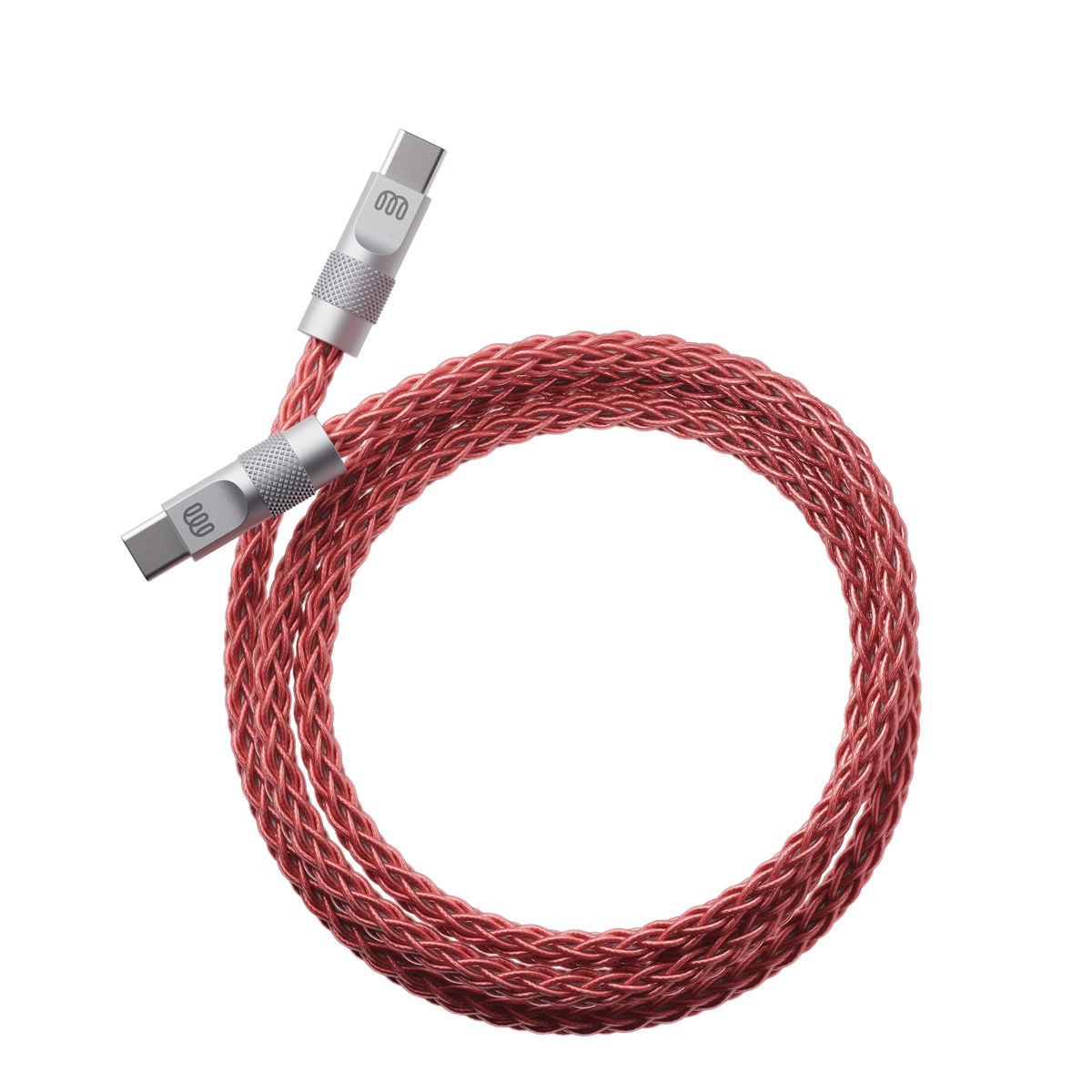 Braided (Utility Series) — Coral · 1.5 m · silver CNC shells
