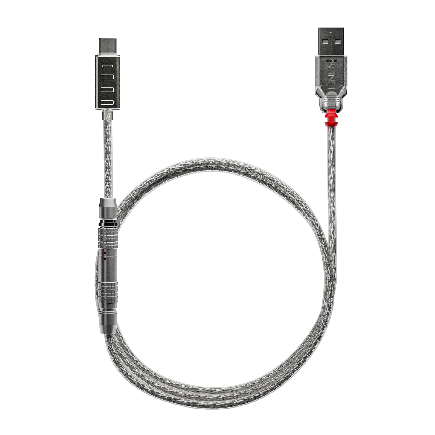 Lindy cable retrofitted to USB-C with 0B FEMO connector, transparent braided — Wired In