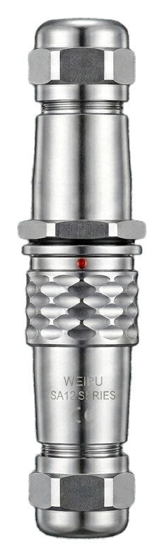 WEIPU SF12 aviation connector — full mated assembly, vertical
